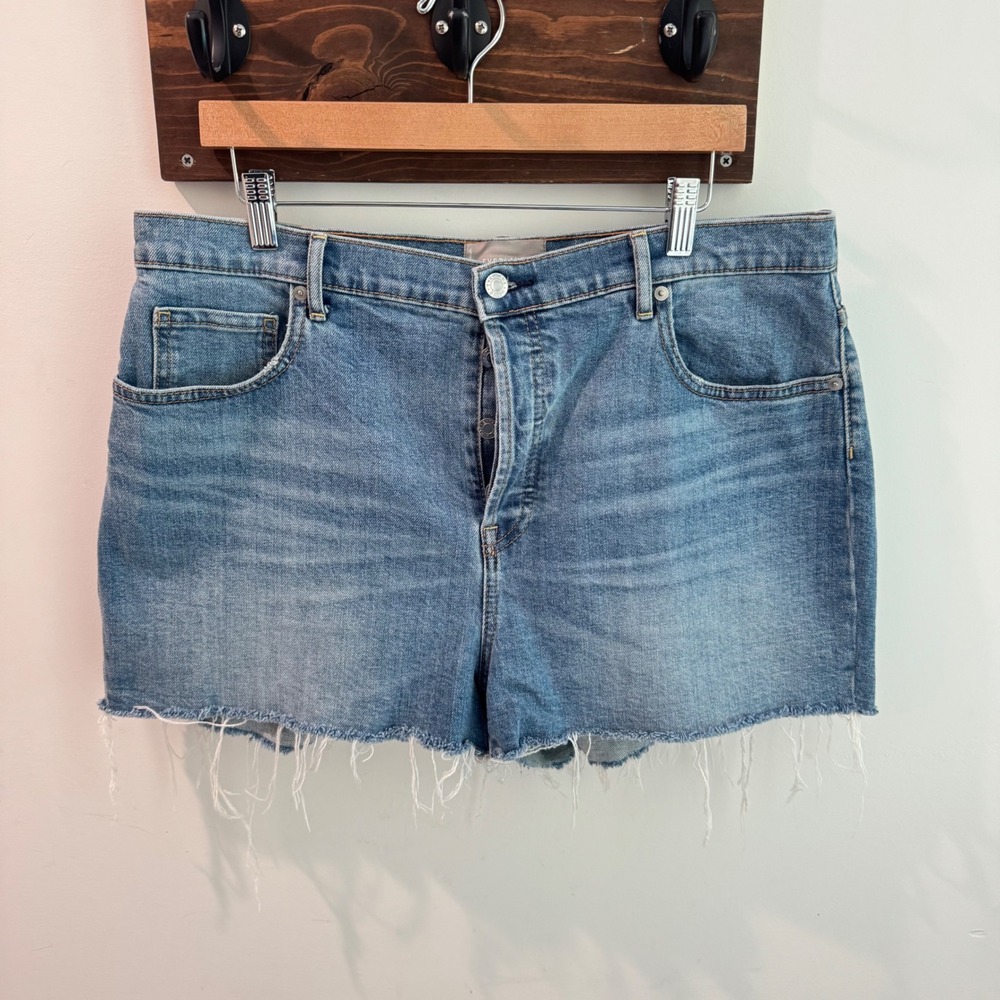 Everlane Cheeky Short Denim Cutoff Shorts Medium Wash Button Fly Size 33